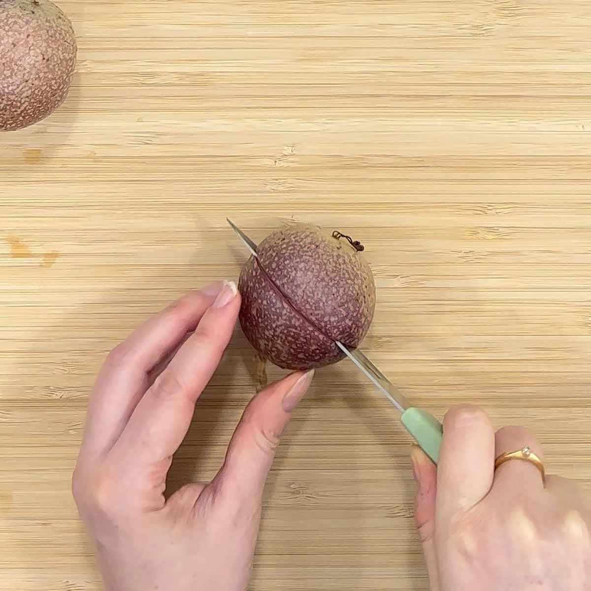 cut passion fruit in half