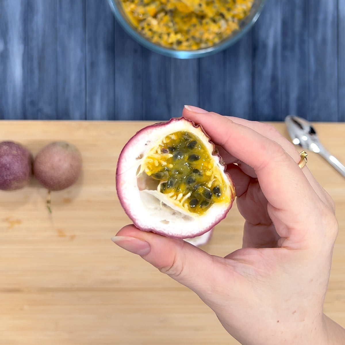 passion fruit pulp with seed in a passion fruit