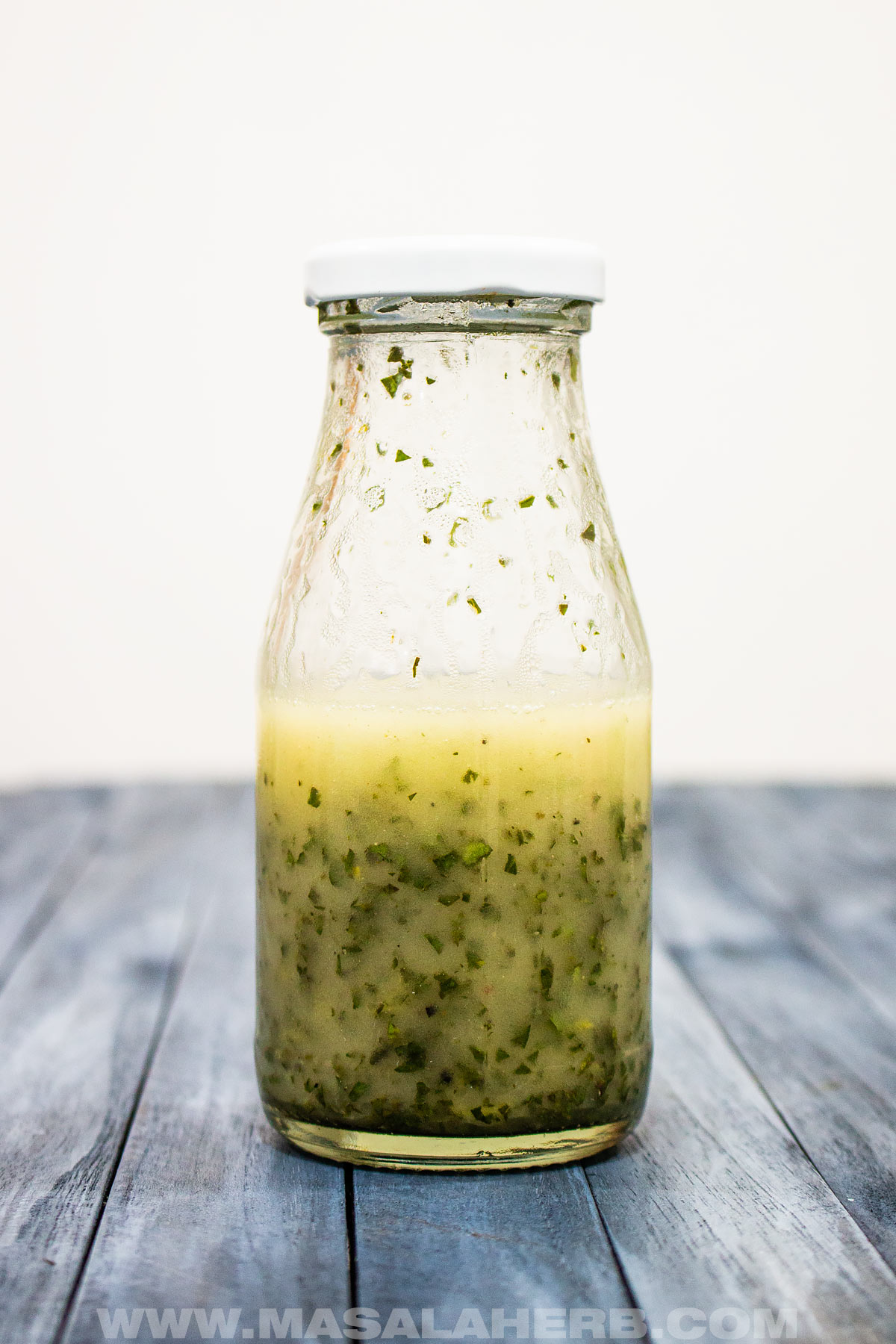 dressing with fresh basil and lemon juice