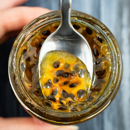 close up Small Batch Passion Fruit Jam Recipe