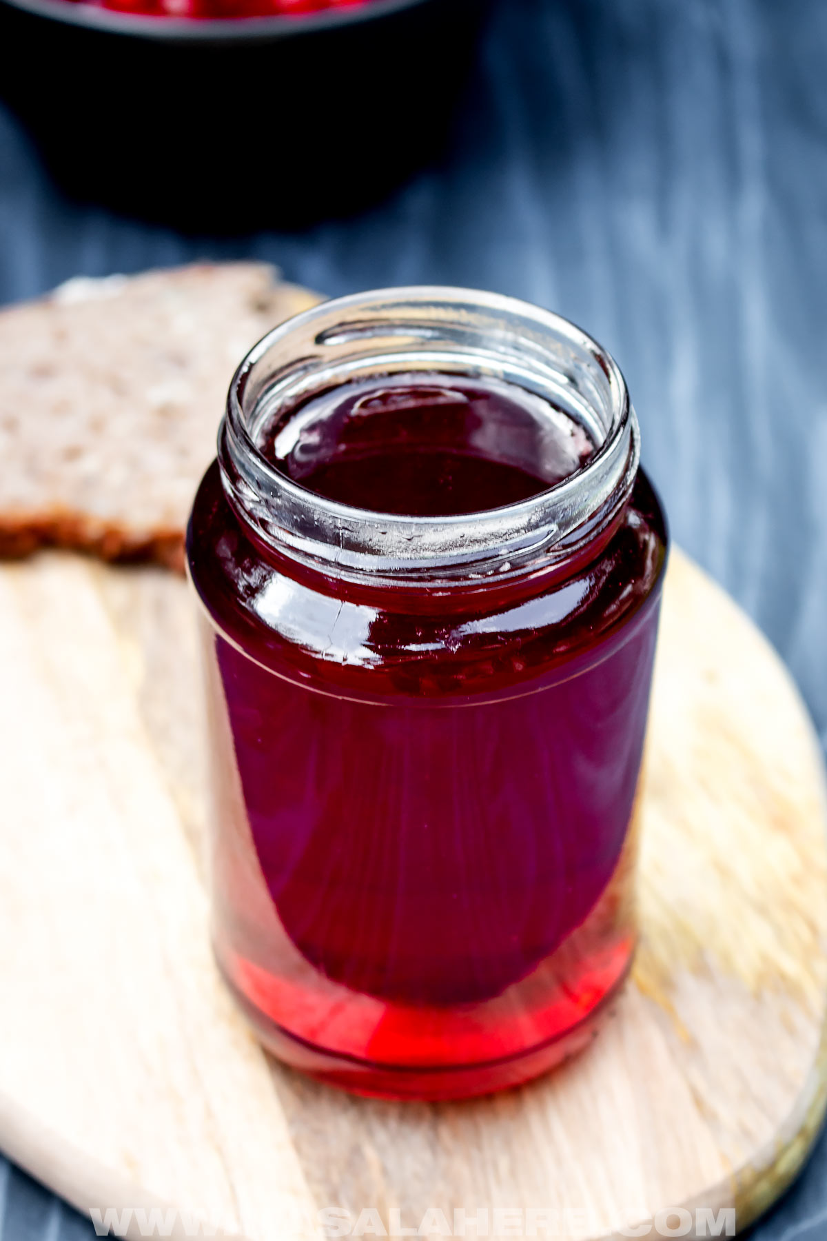 red currant jelly in a jar