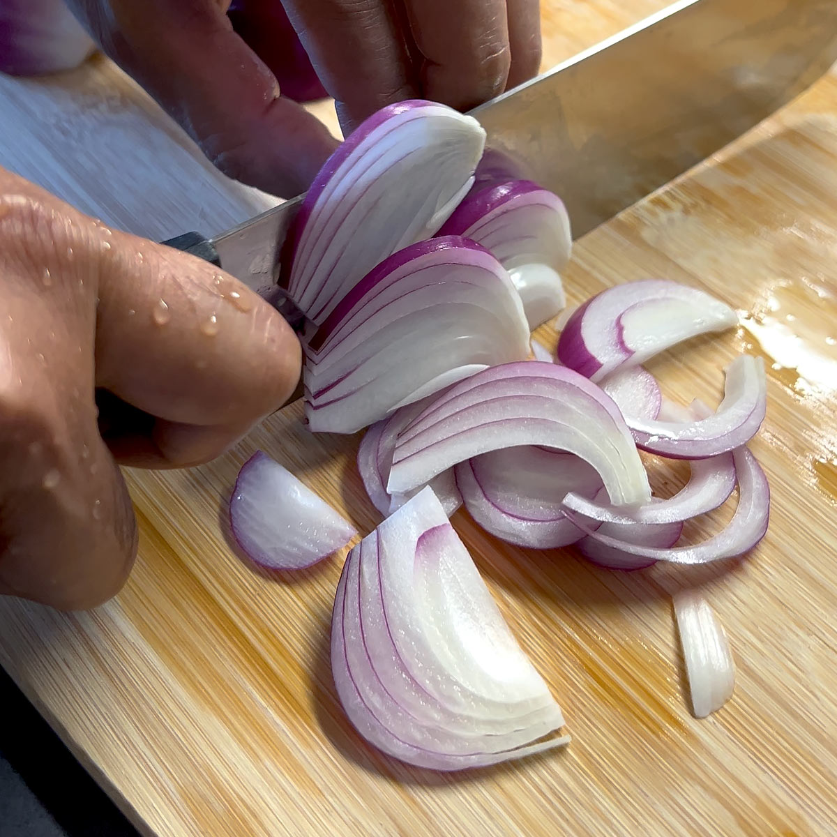 slice red onions