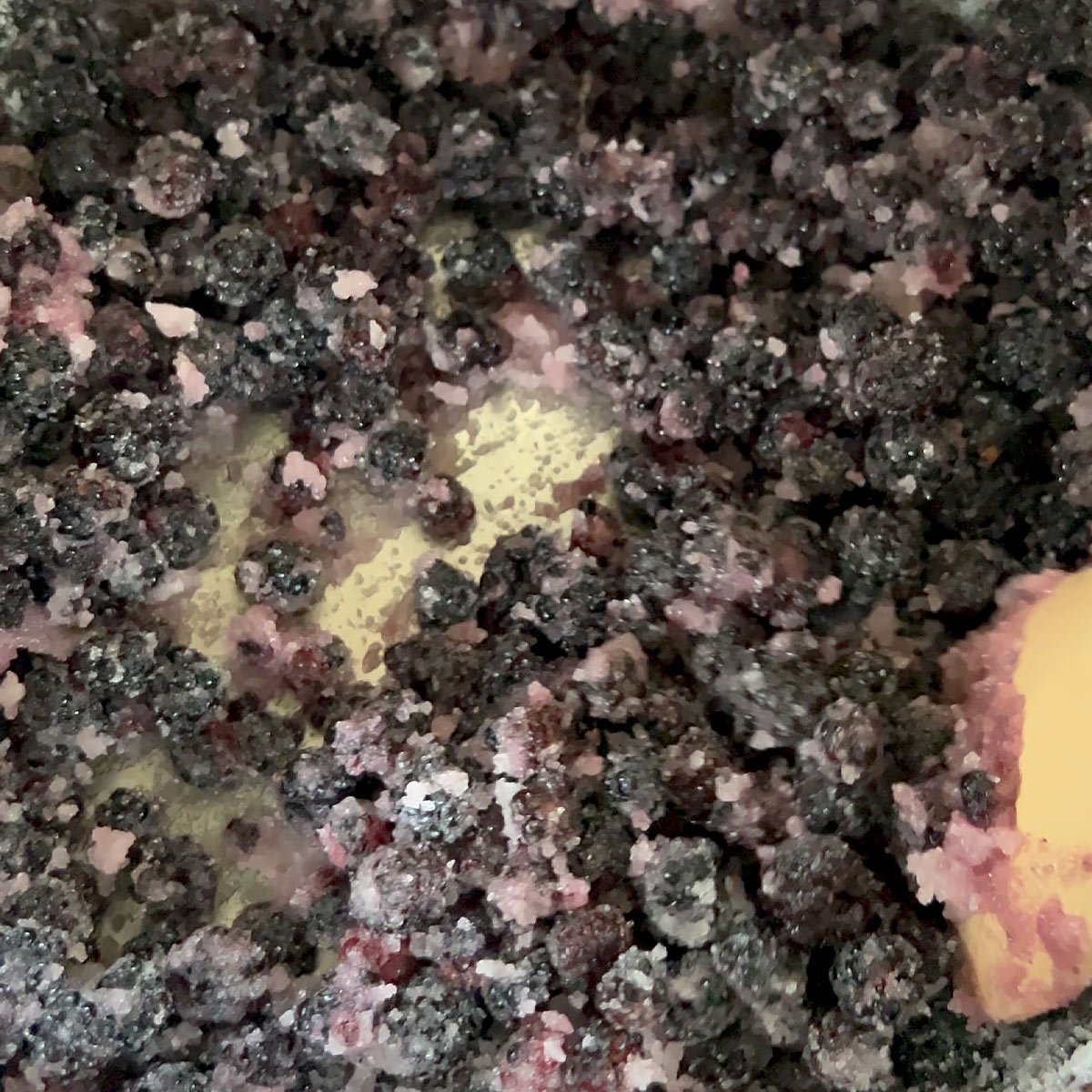 mix sugar and blackberries to macerate