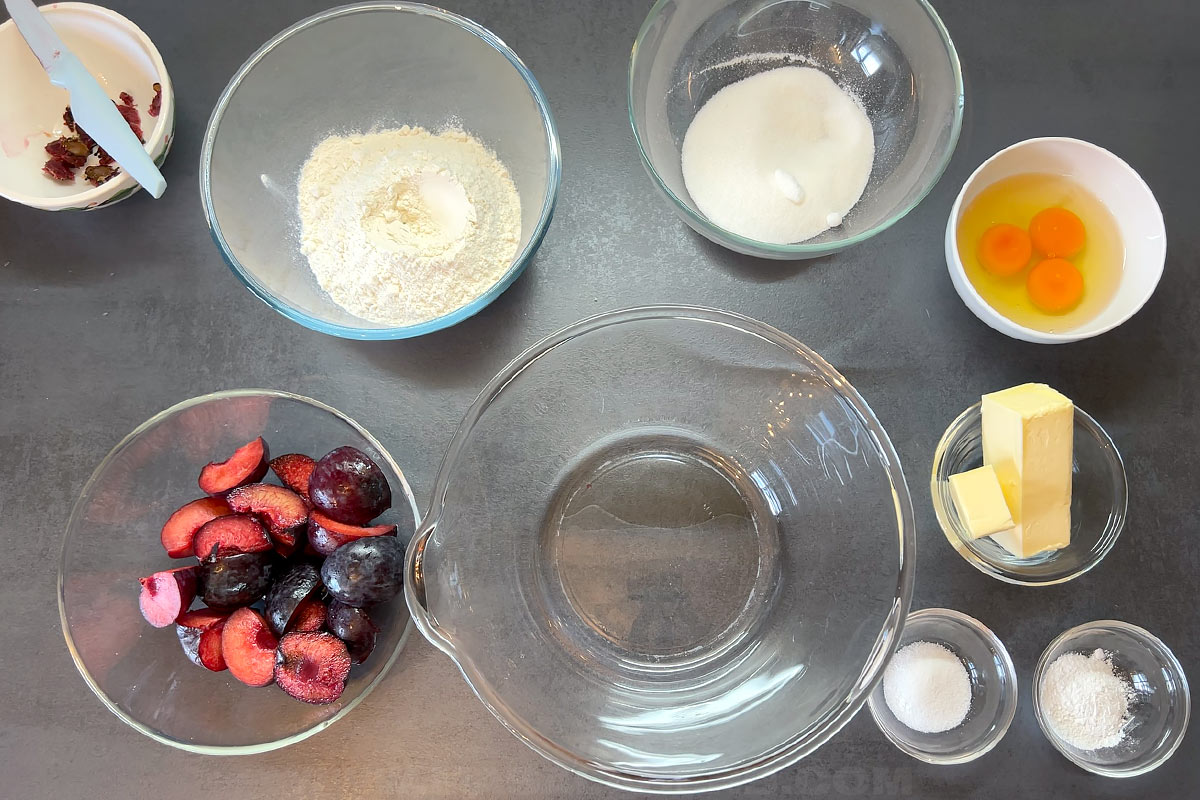 ingredients for German Plum Sheet Cake