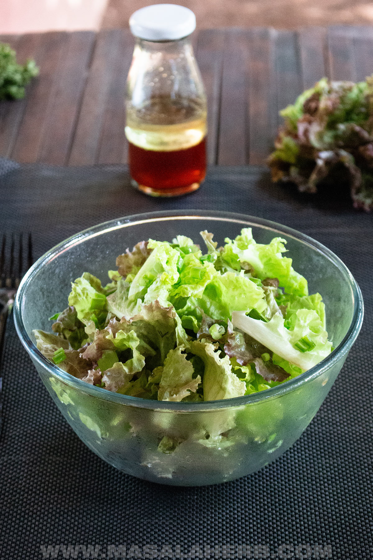 green lettuce salad in a bowl