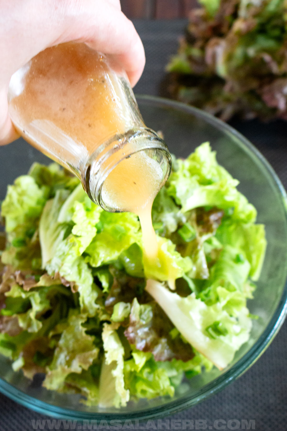 green salad with dressing