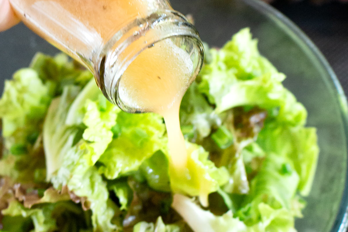 green lettuce salad with vinaigrette