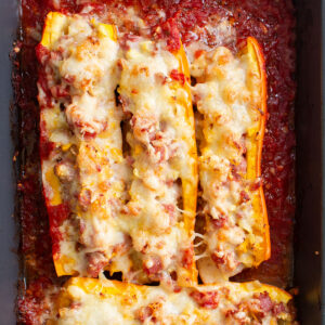 Stuffed Italian Sausage Zucchini Boats