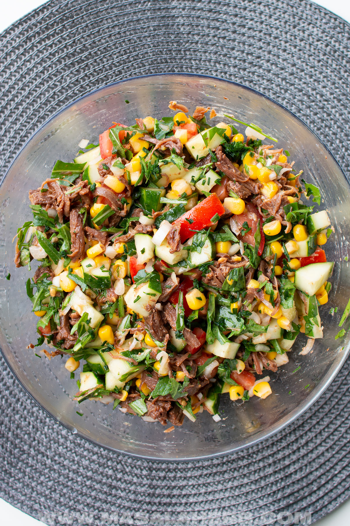lunch shredded beef salad