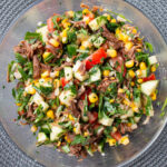 Beef with salad