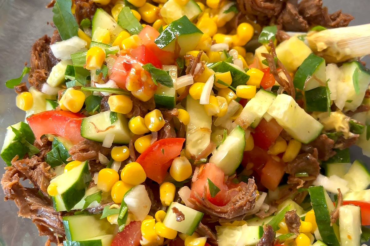 toss shredded beef salad