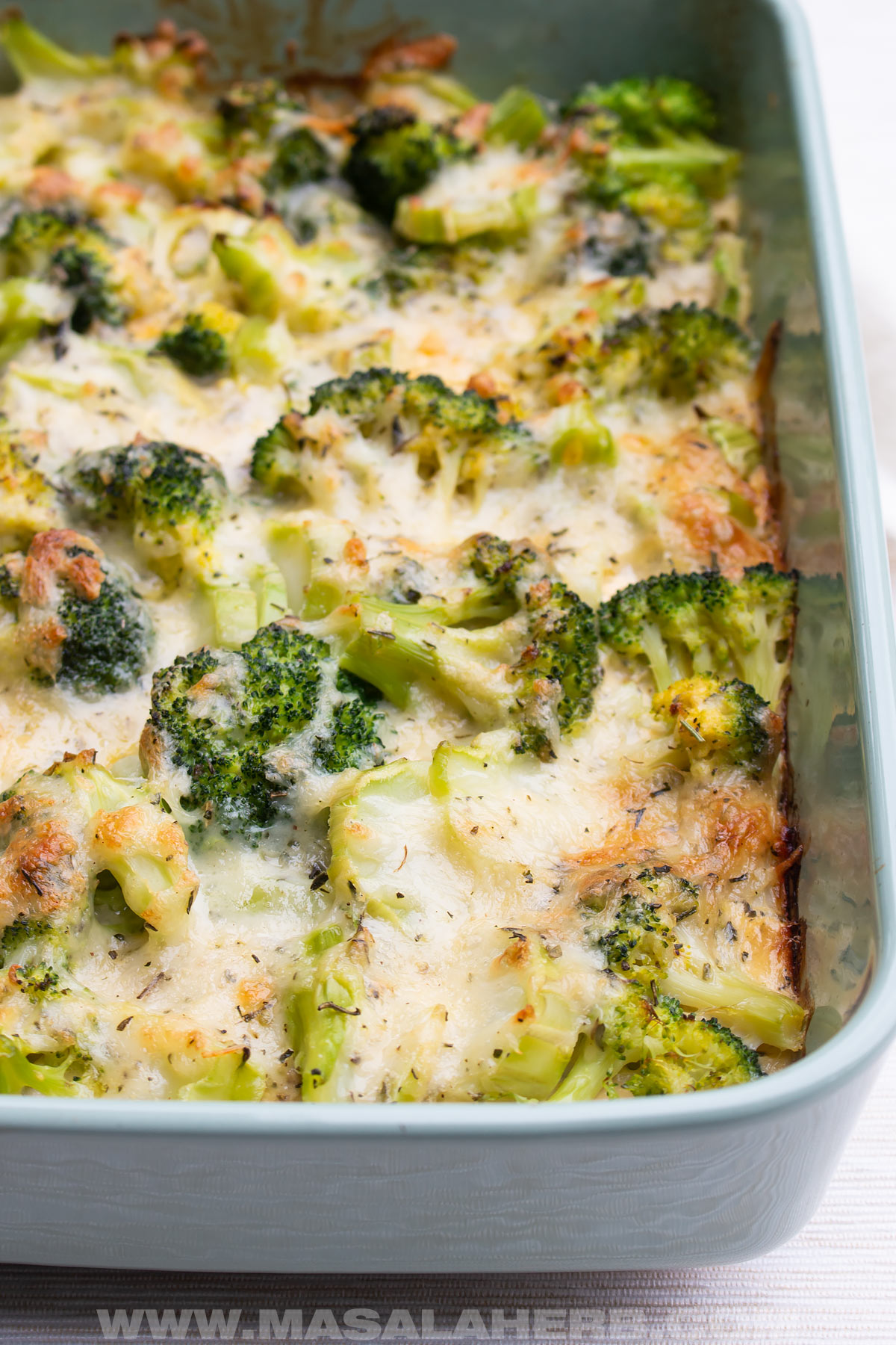 Simple dump and bake broccoli casserole
