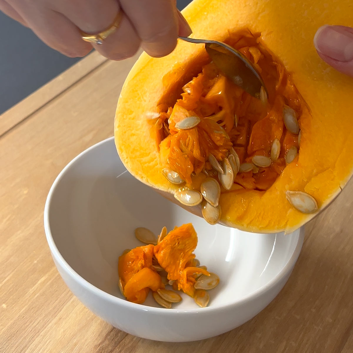 remove the seeds from the butternut squash