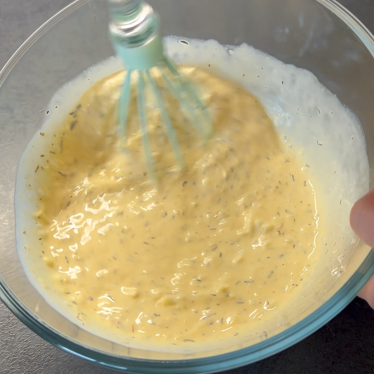 combine the cream and egg mix