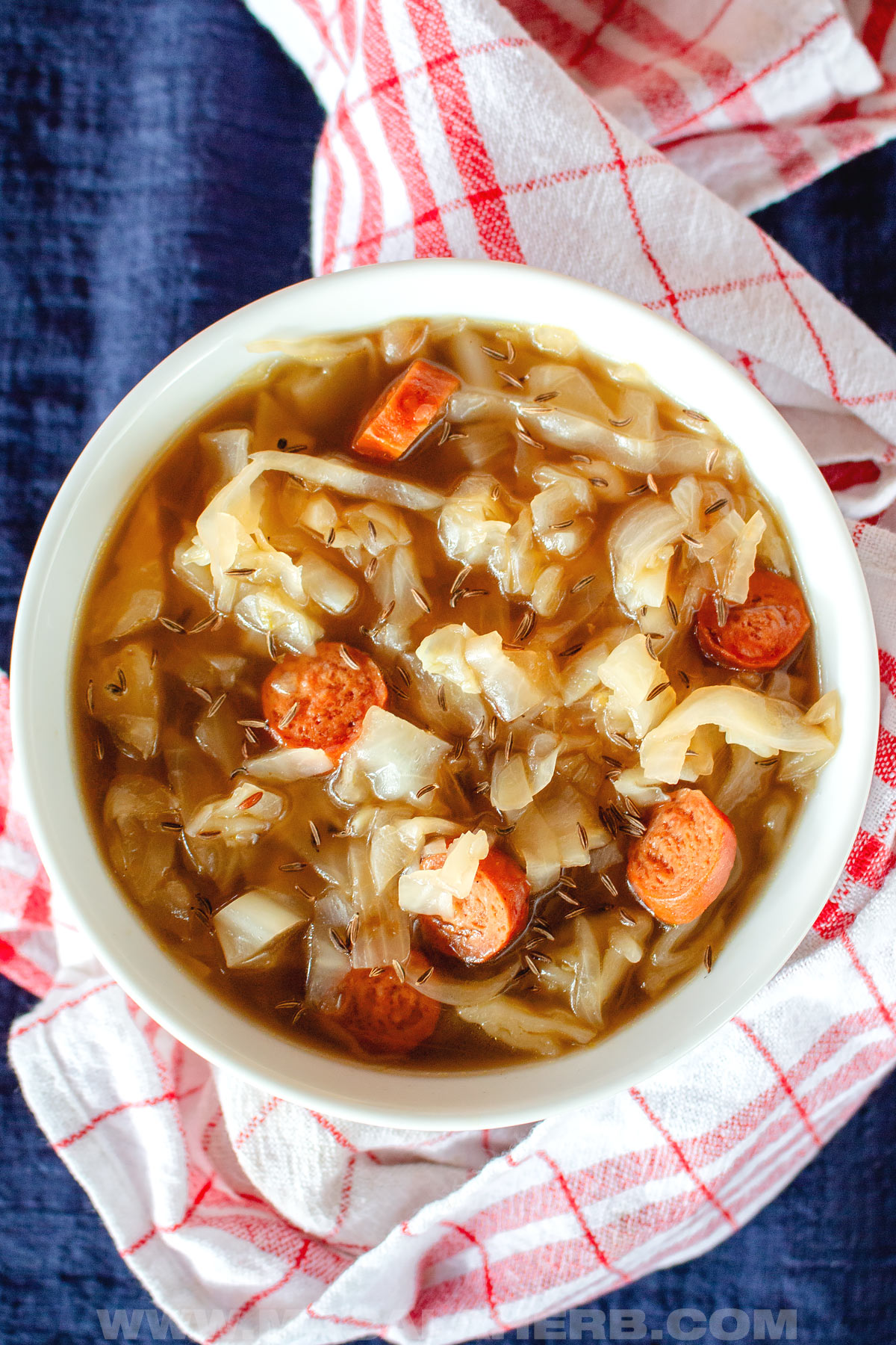 fresh cabbage and sausage soup