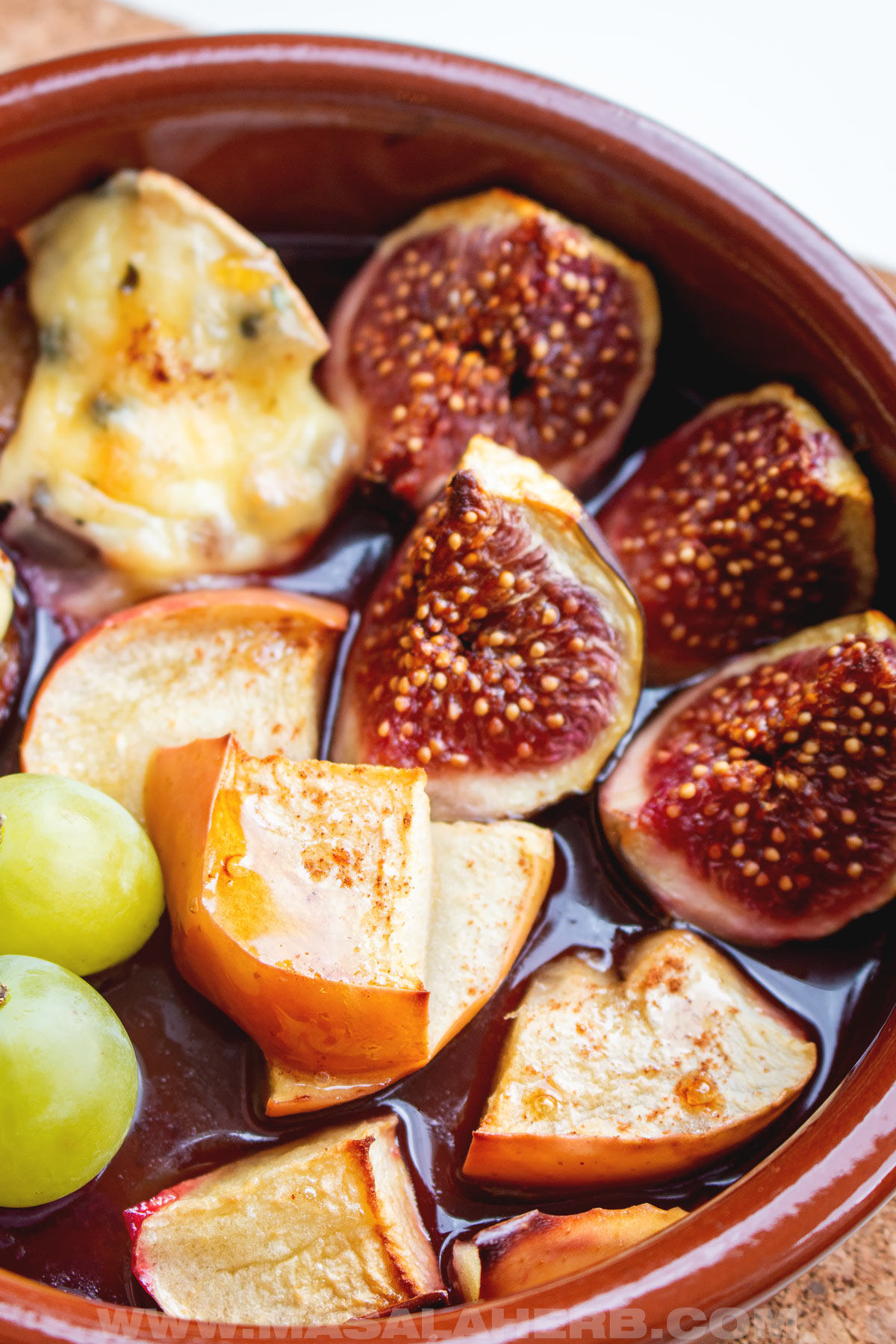 roasted fall fruits with brie cheese