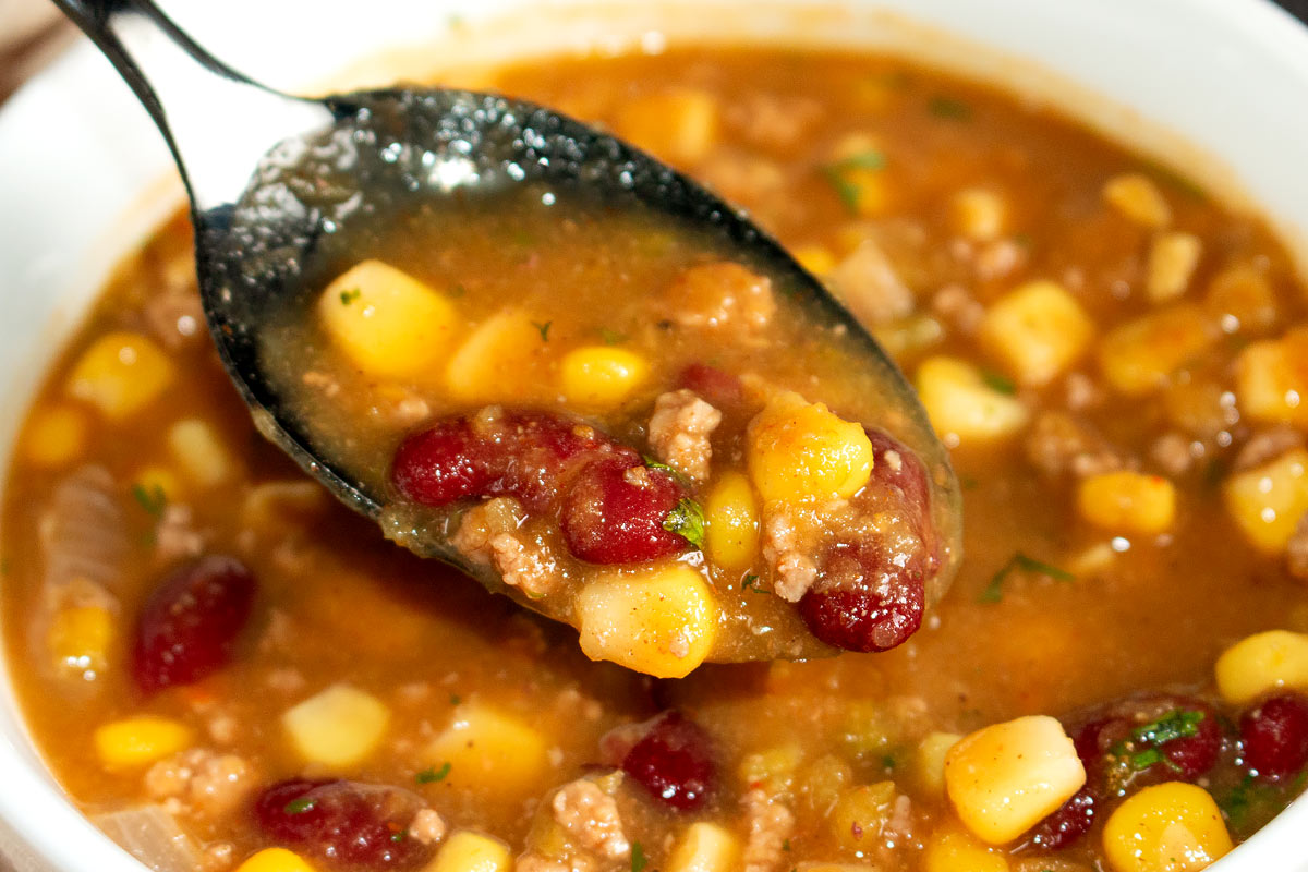 spiced pumpkin bean corn chili