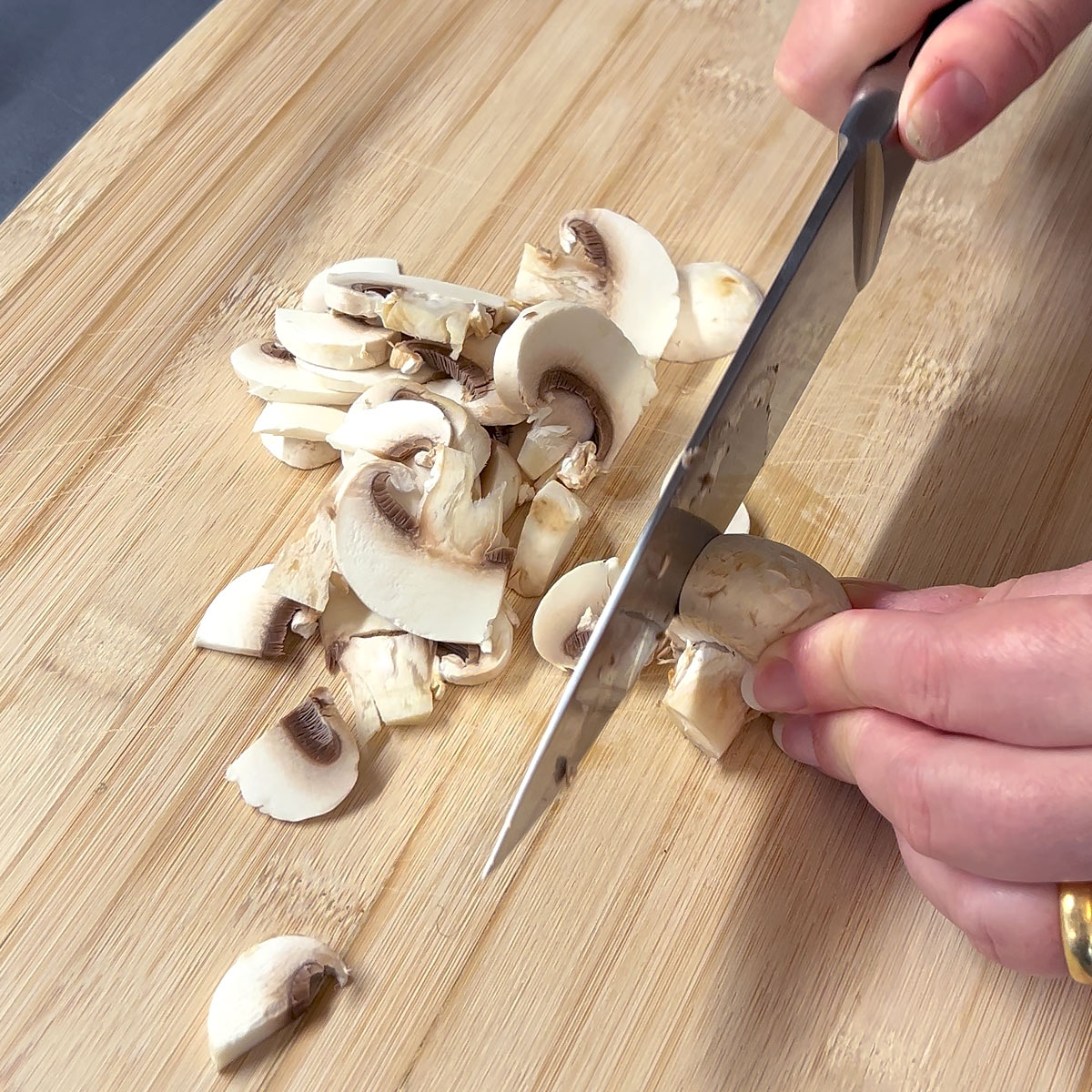 slice mushrooms