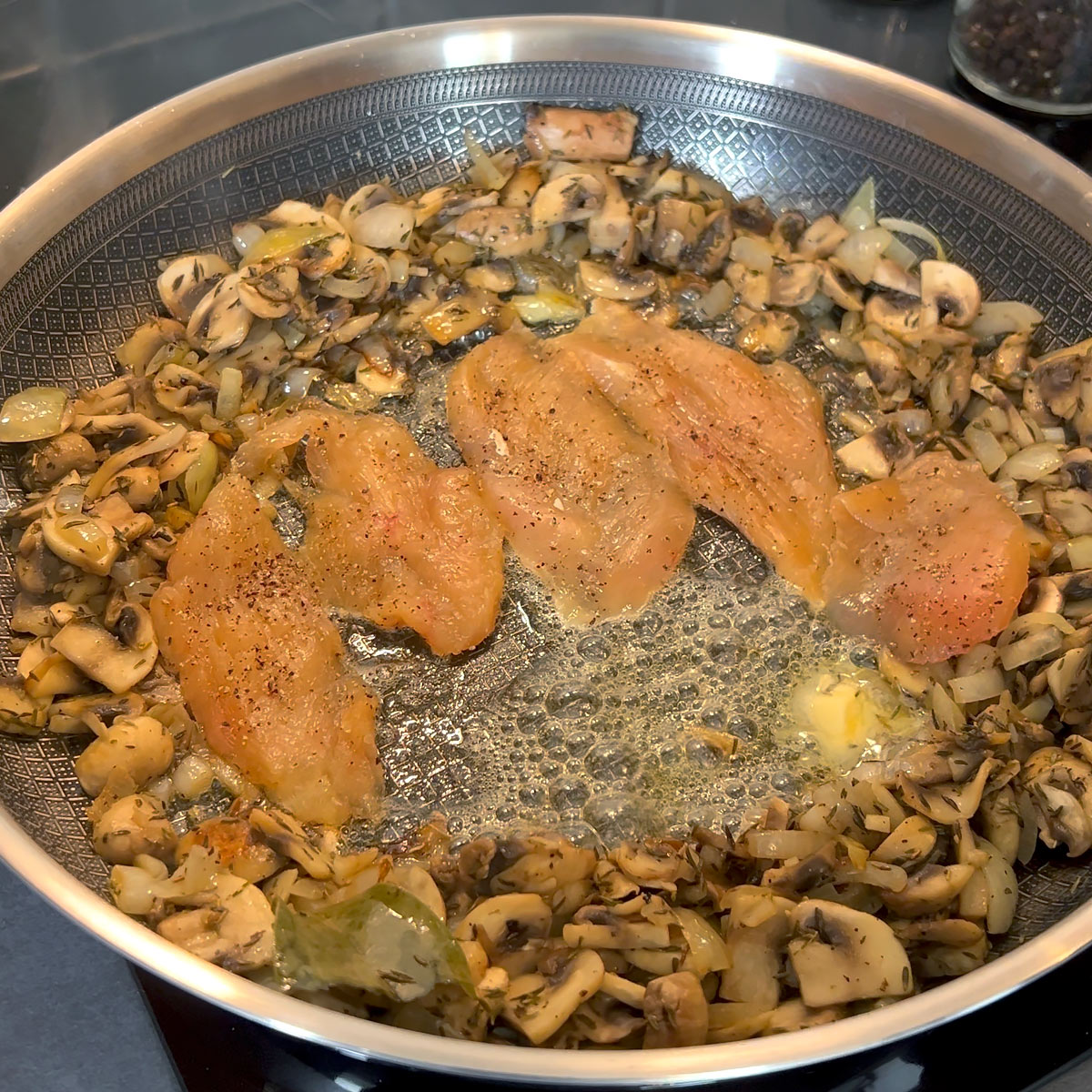 make space to add the butter and chicken