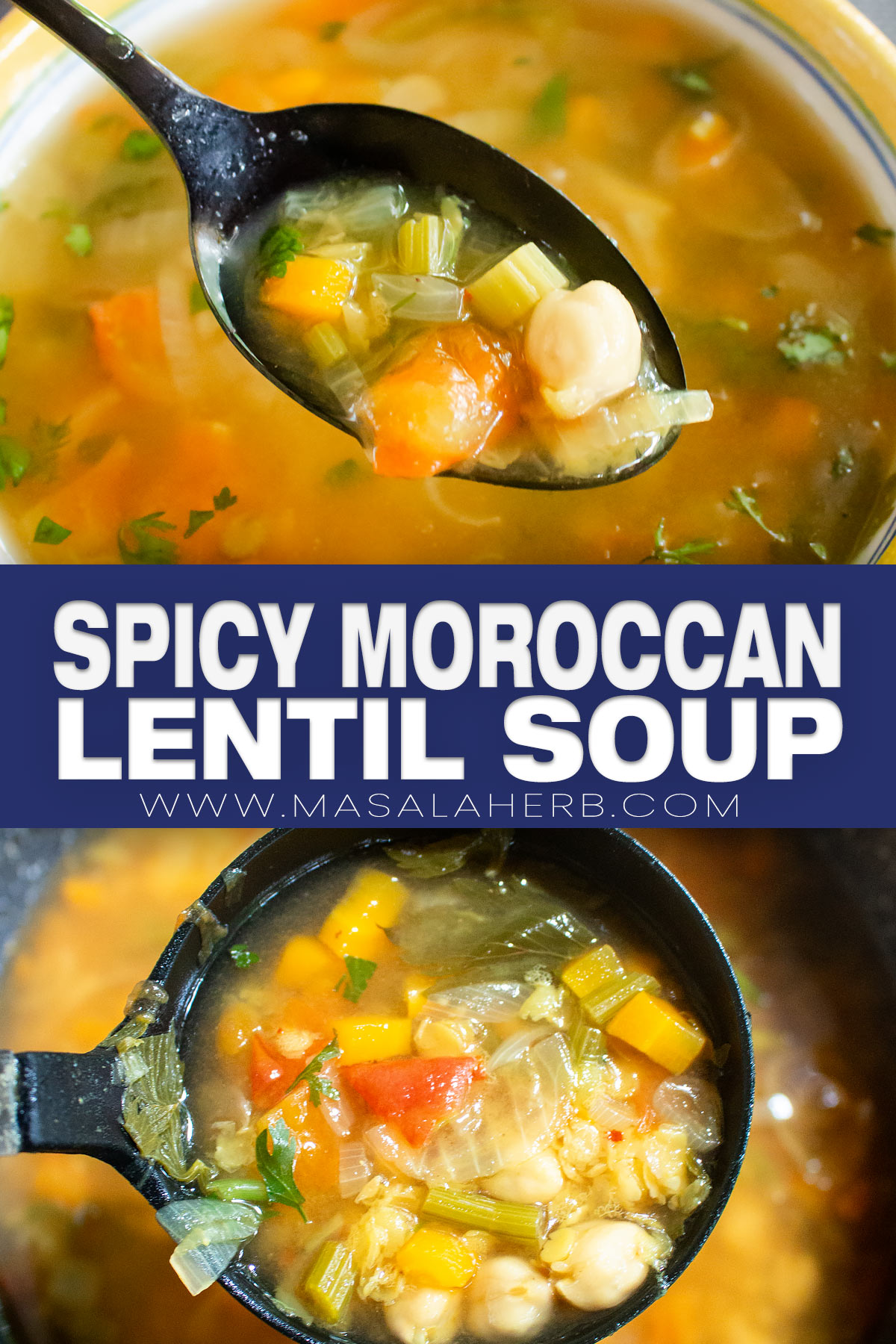 Spicy Moroccan Lentil Soup (Veg Harira) pin