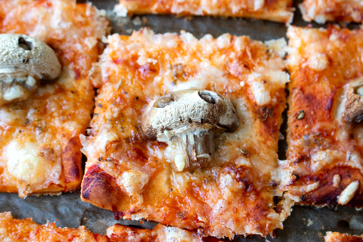 mushrooms skulls on pizza