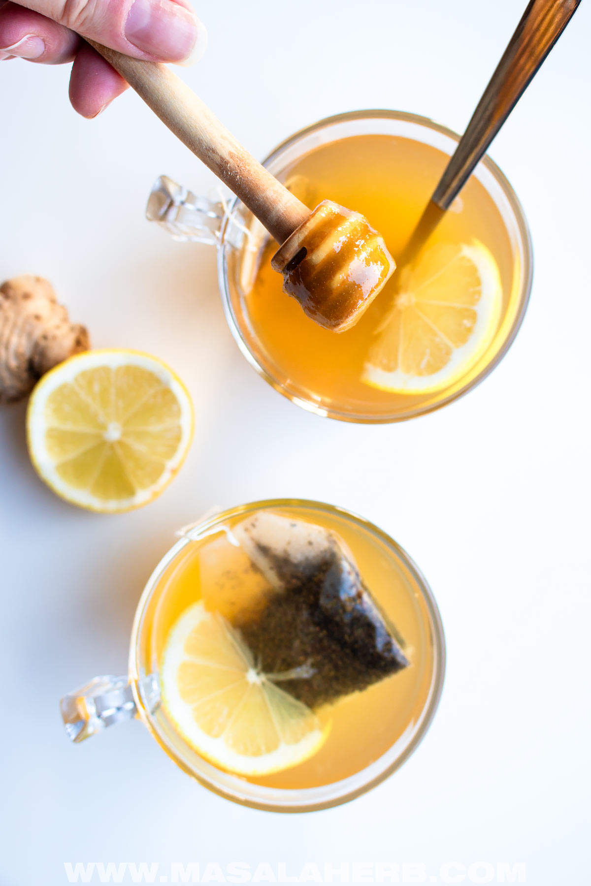 homemade ginger lemon honey tea
