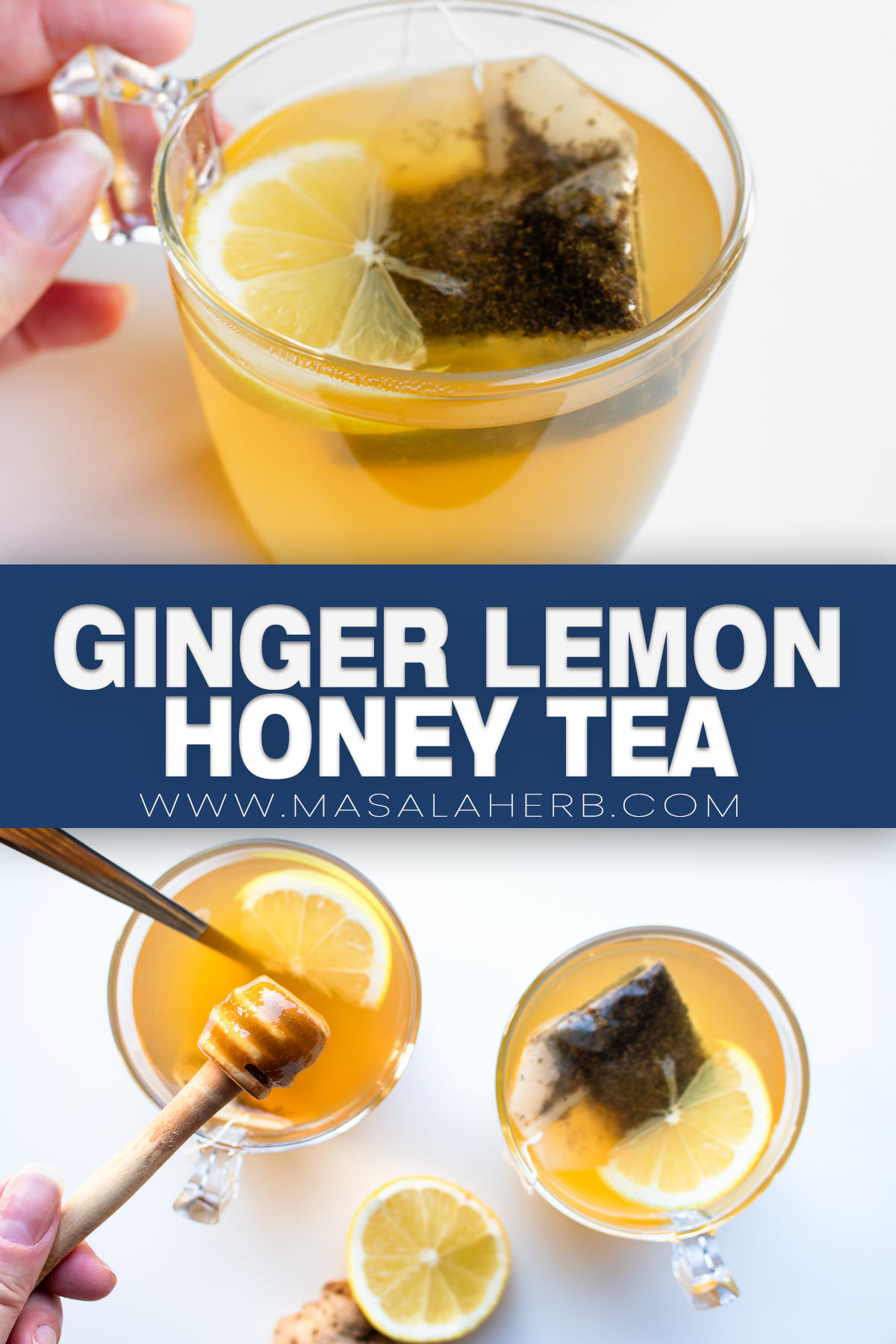 Ginger Lemon Honey Tea with Fresh Ingredients pin