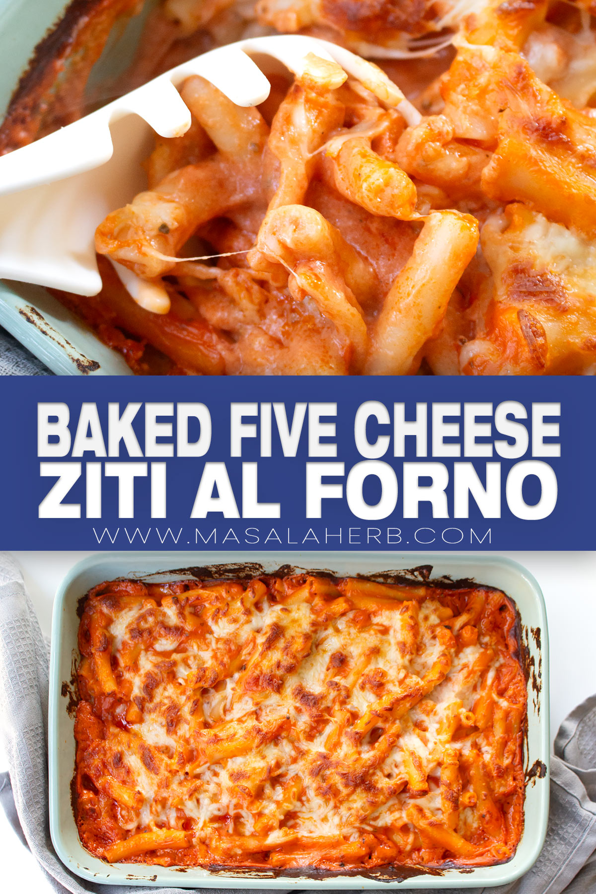 Baked Five Cheese Ziti al Forno Recipe pin