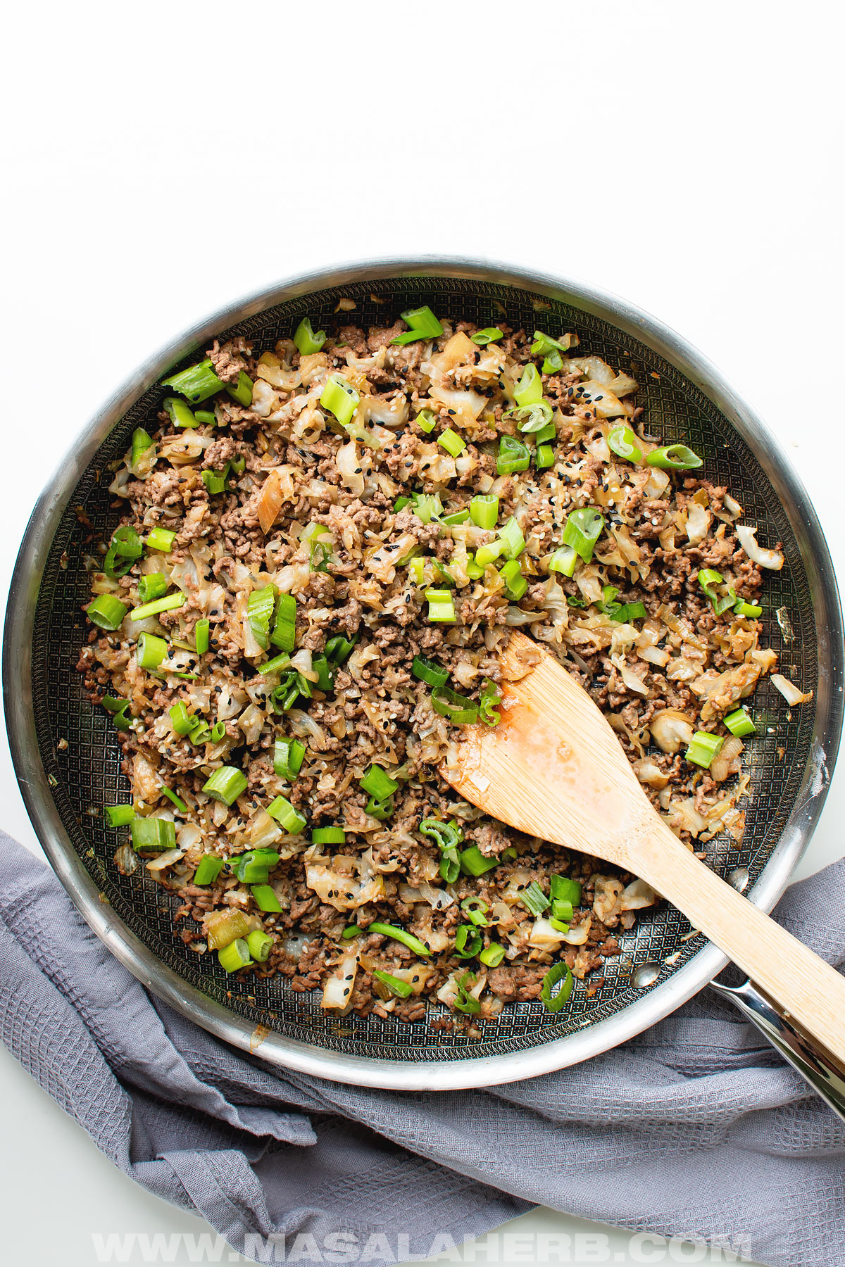 stir fried cabbage and ground beef