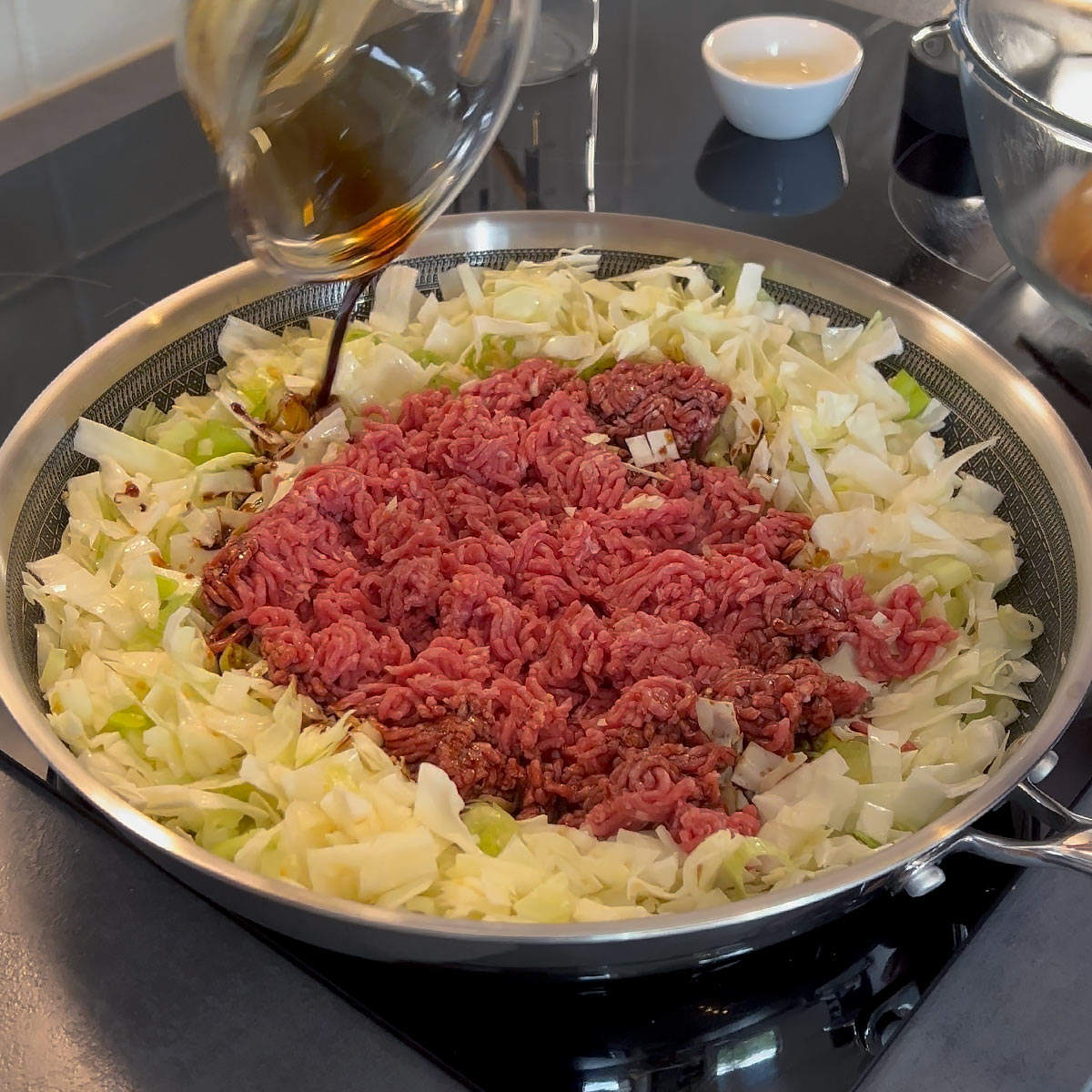 pour seasoning over the meat