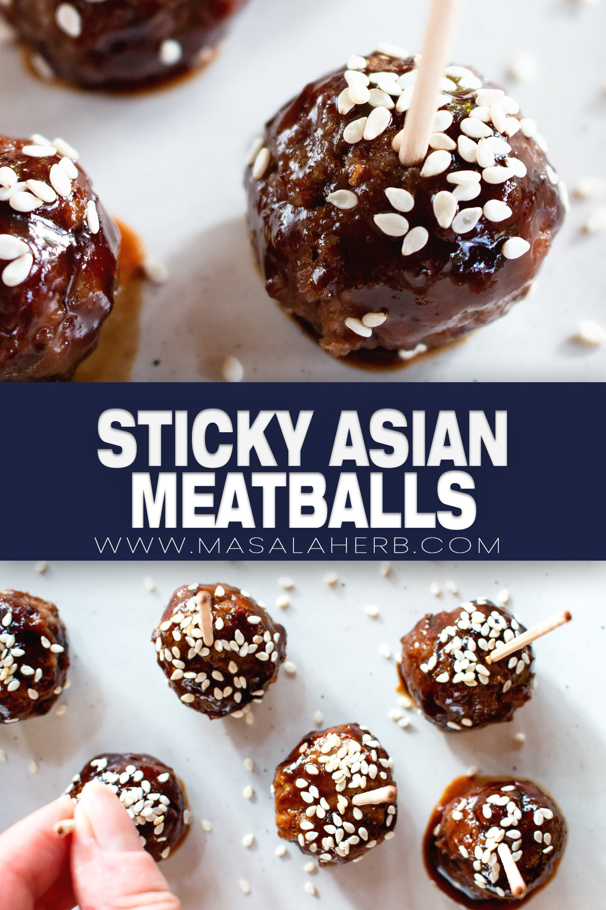 Sticky Asian Meatball Appetizers pin