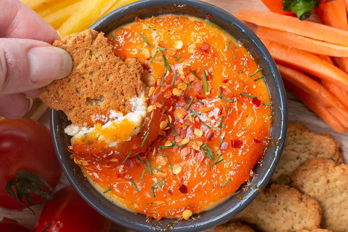 baked hot cheese dip with jam