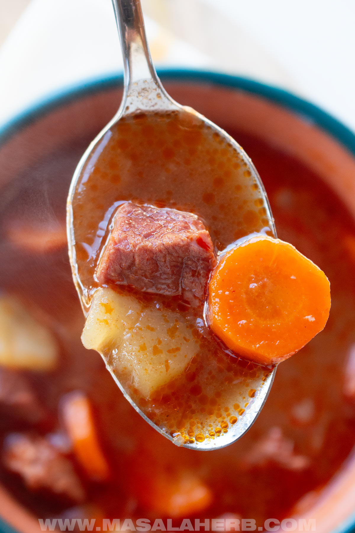 Goulash soup with meat and vegetables