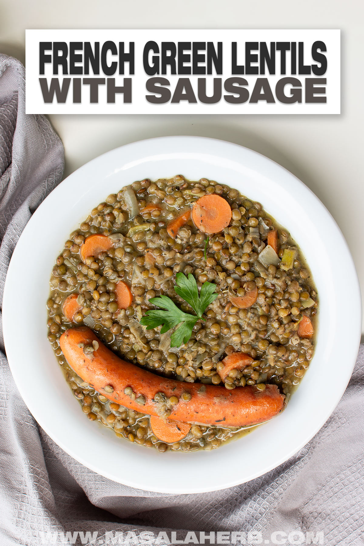 French Green Lentils with Sausage (Puy Lentils) cover