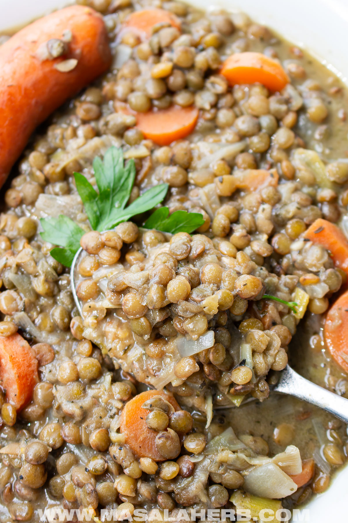 puy lentils with sausage