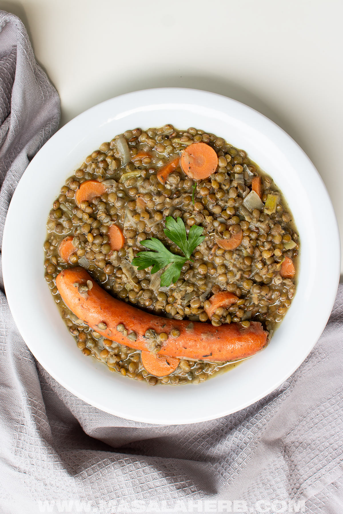 French Green Lentils with Sausage