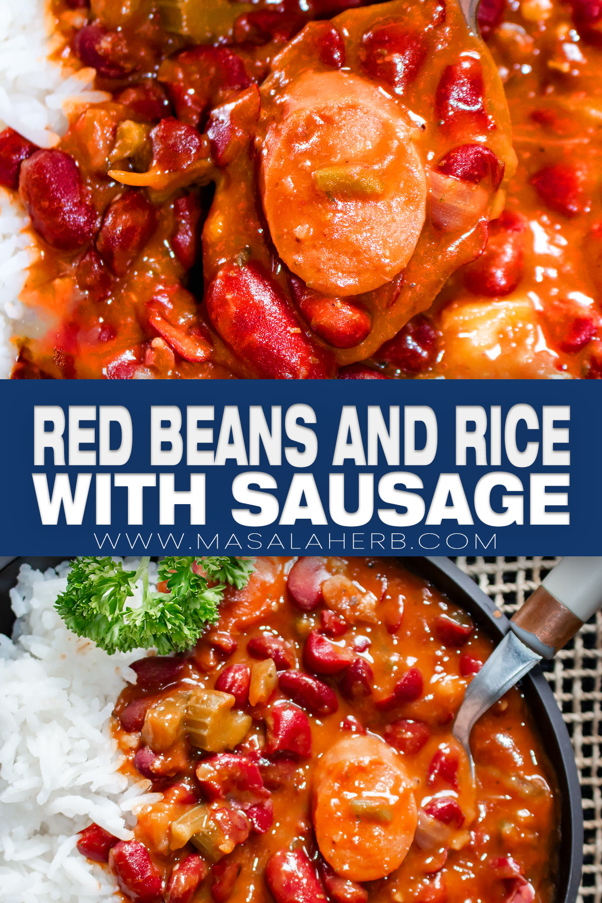 Red Beans and Rice with Sausage Recipe pin