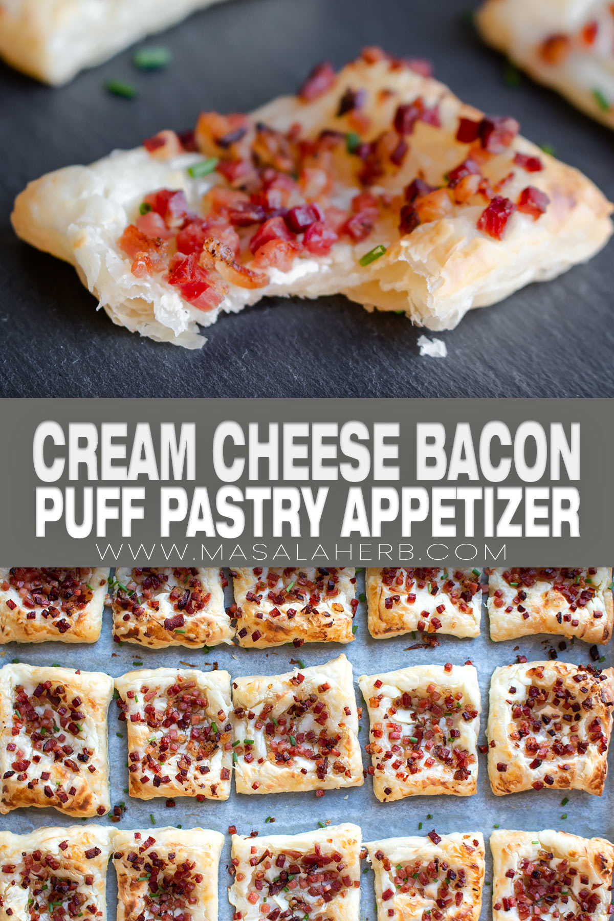Cream Cheese Bacon Puff Pastry Appetizer pin