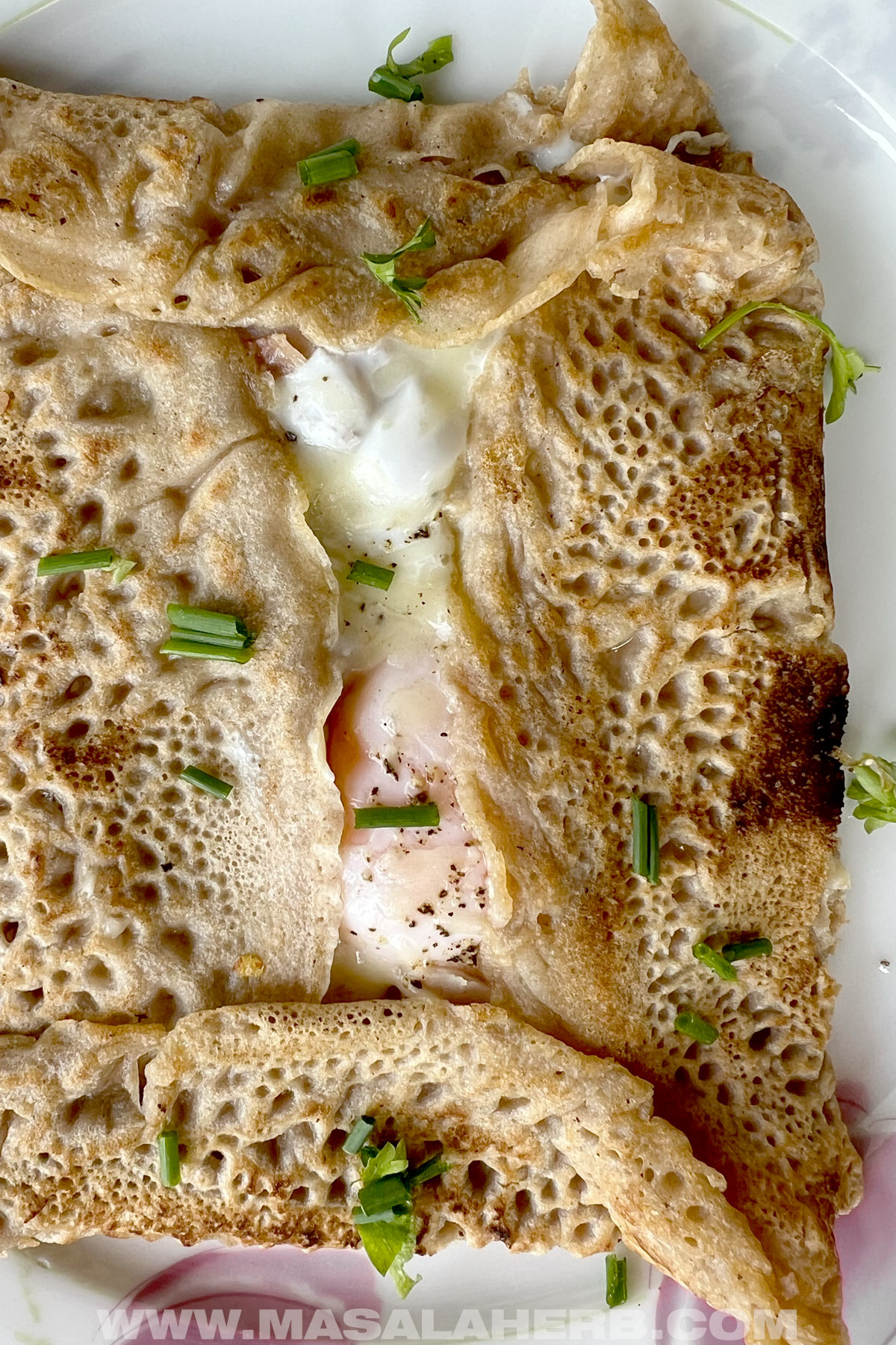 crepes with ham cheese egg