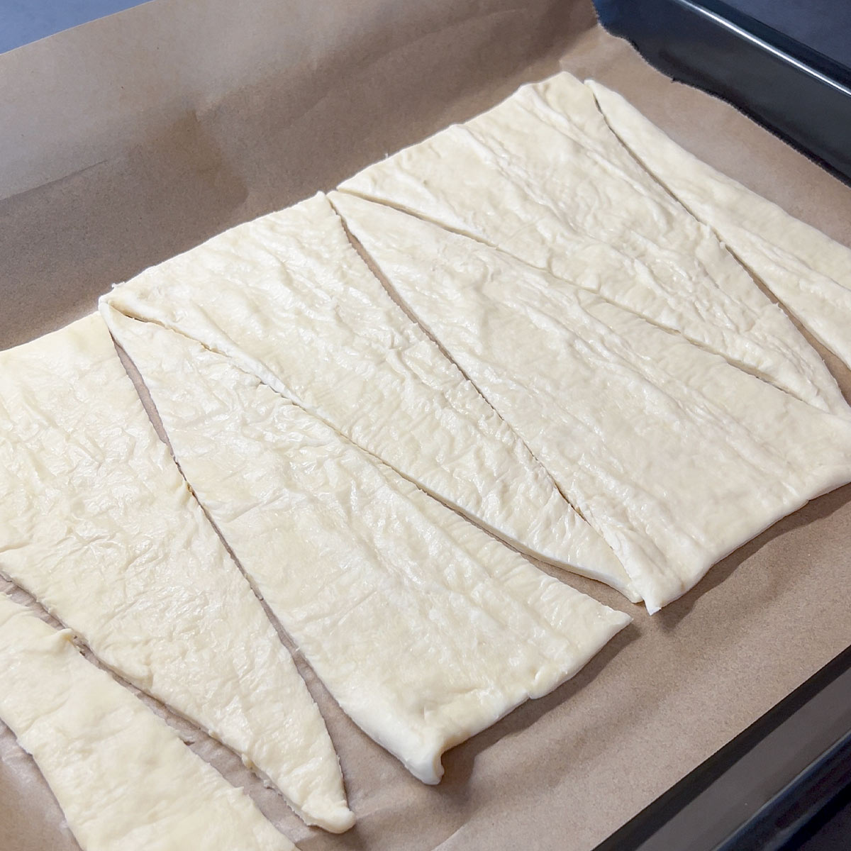separate crescent dough triangles