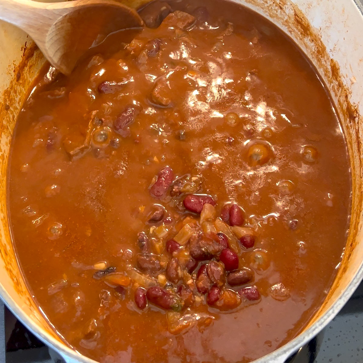cover and cook the steak chili
