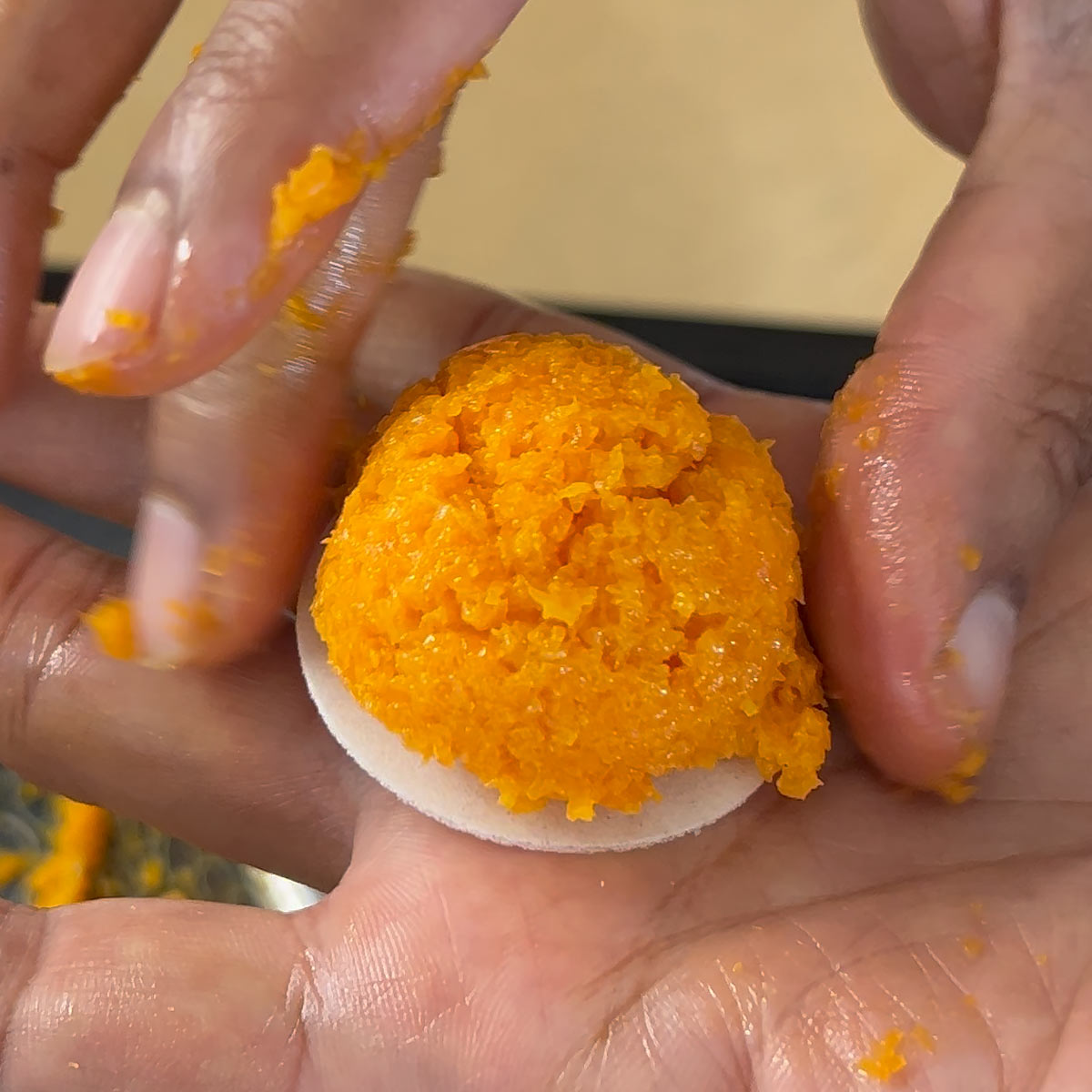 stick the mass to the wafer so that it doesn't fall off