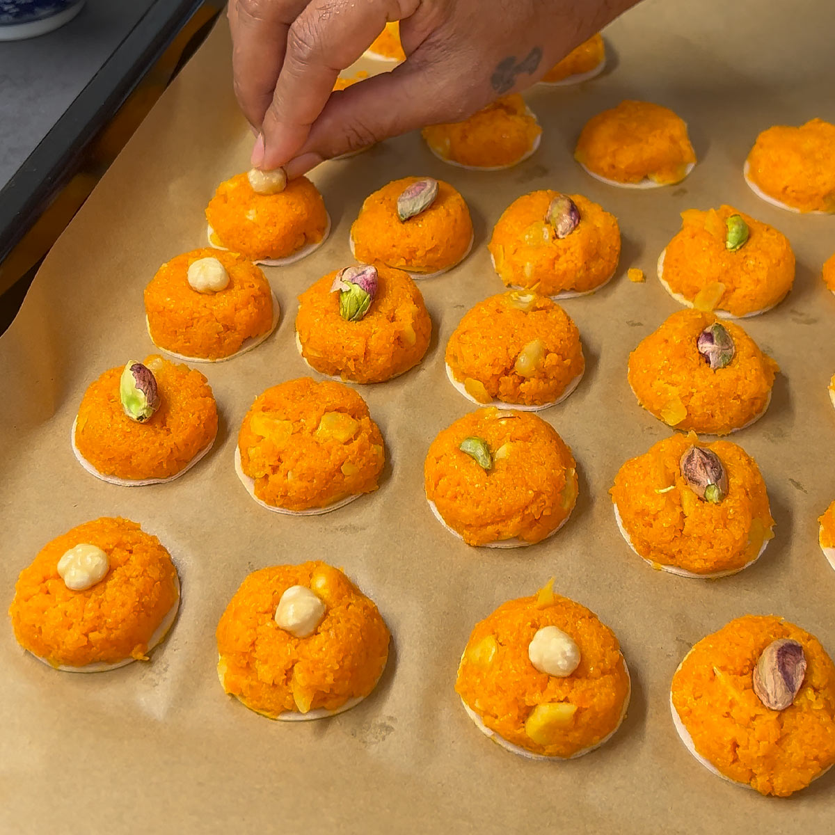 push a nut into the cookies