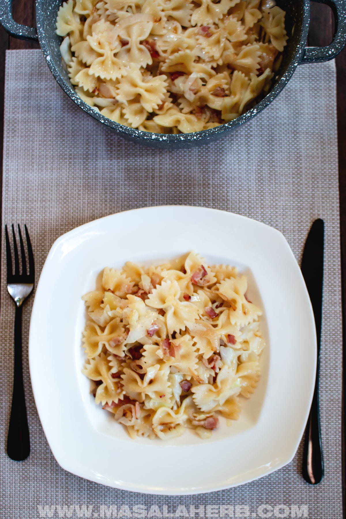 cabbage bacon pasta dinner