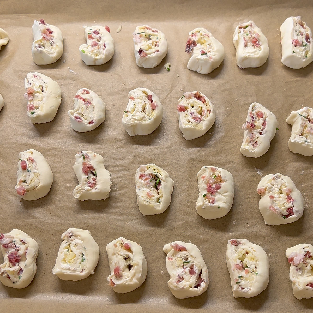 pinwheels on the baking sheet