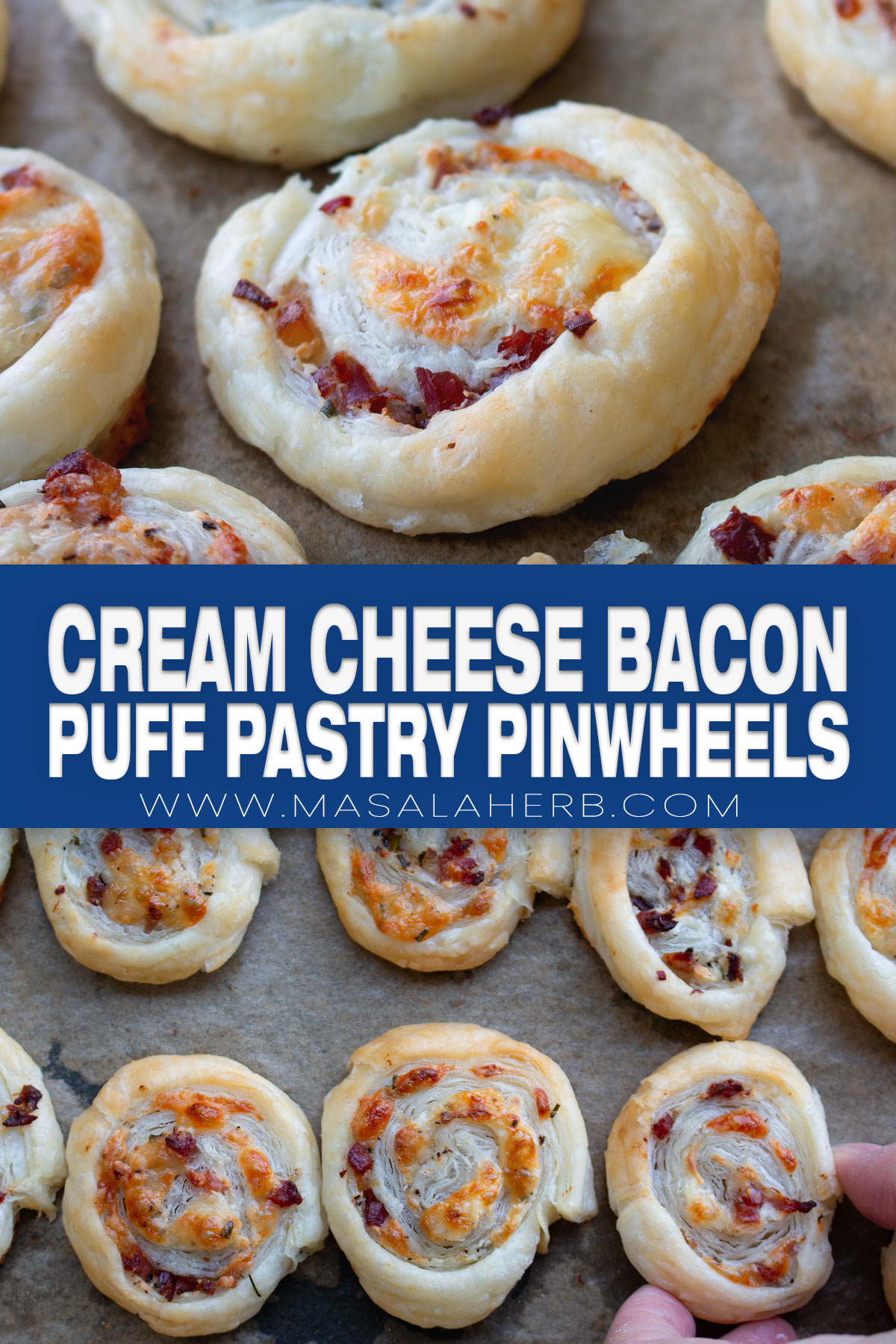 Cream Cheese Bacon Puff Pastry Pinwheels pin